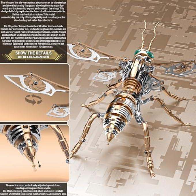 BUMBLEBEE 3D METAL PUZZLE - CREATIVE DIY TOY, PERFECT FOR ADULTS AND KIDS' INTELLECTUAL DEVELOPMENT (ROSE GOLD) - Image 3